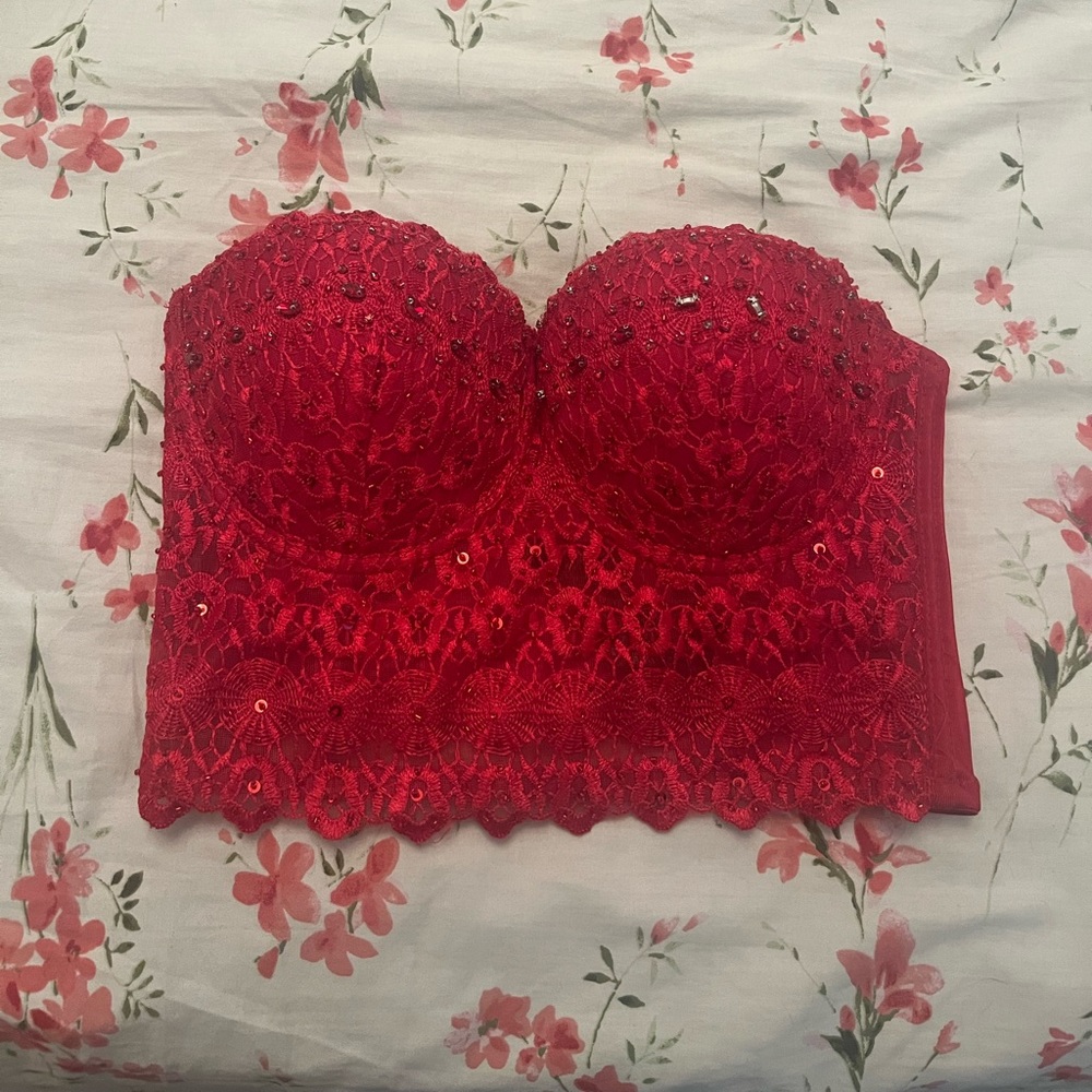 red rhinestone bustier